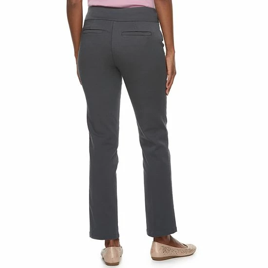 Women's Croft & Barrow® Effortless Stretch Pull-On Straight Pants Black Grey Plaid - Image 2