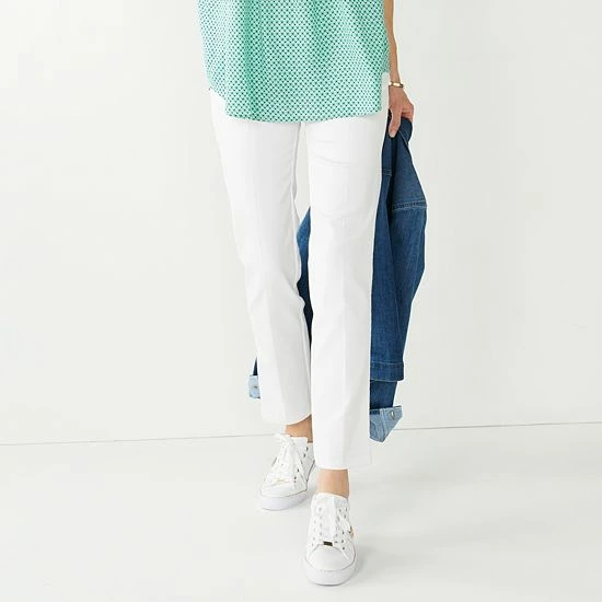 Women's Croft & Barrow® Effortless Stretch Pull-On Straight Pants Black Grey Plaid - Image 11