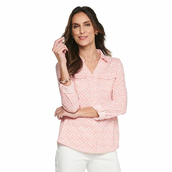 Women's Croft & Barrow® Soft Roll-Tab Shirt Watermelon Soda - Image 8