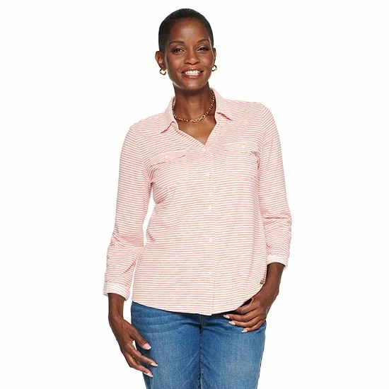 Women's Croft & Barrow® Soft Roll-Tab Shirt Watermelon Soda - Image 17