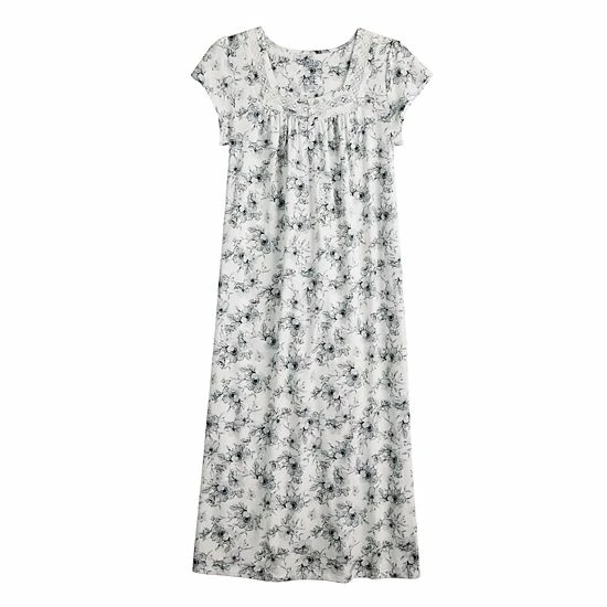 Women's Croft & Barrow® Short Sleeve Long Nightgown Pink Ditzy - Image 4