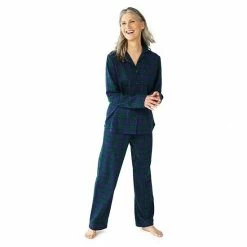 Women's Croft & Barrow® Flannel Long Sleeve Pajama Shirt & Pajama Pants Set Red Navy Plaid