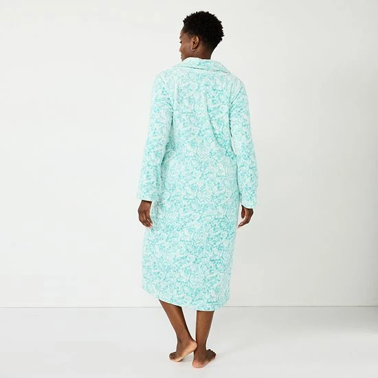 Women's Croft & Barrow® Plush Zip Lounge Robe Aqua Paisley - Image 2