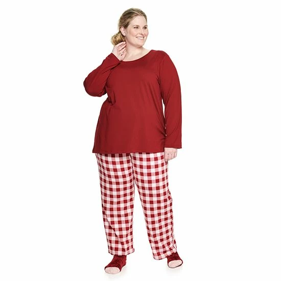 Plus Size Croft & Barrow® Long Sleeve Pajama Top & Pajama Pants Set Navy Dot - Image 6