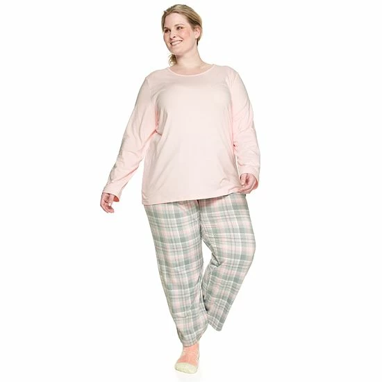 Plus Size Croft & Barrow® Long Sleeve Pajama Top & Pajama Pants Set Navy Dot - Image 8