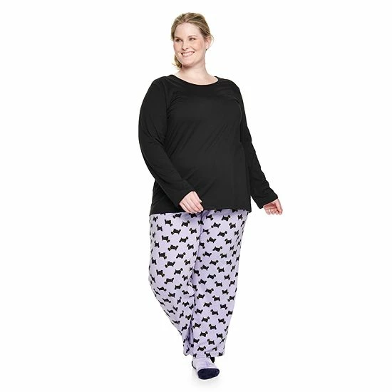 Plus Size Croft & Barrow® Long Sleeve Pajama Top & Pajama Pants Set Navy Dot - Image 12