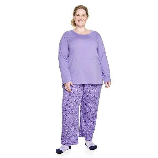 Plus Size Croft & Barrow® Long Sleeve Pajama Top & Pajama Pants Set Navy Dot - Image 13