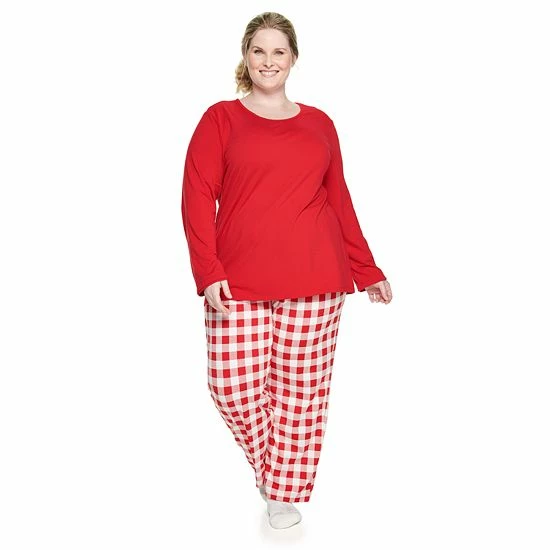 Plus Size Croft & Barrow® Long Sleeve Pajama Top & Pajama Pants Set Navy Dot - Image 14