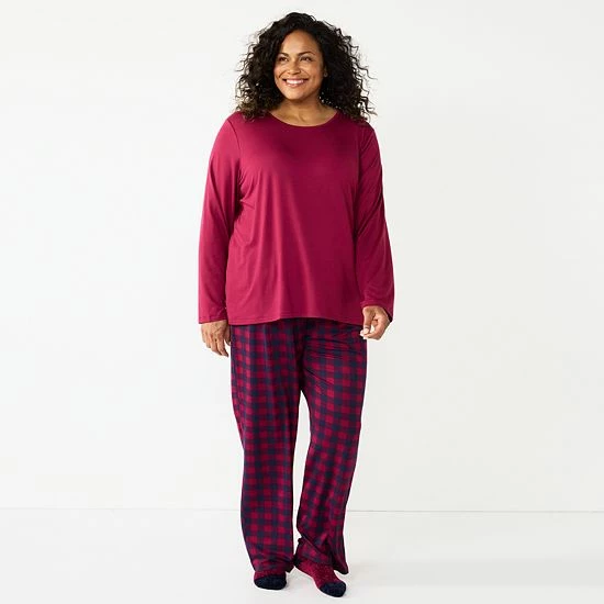 Plus Size Croft & Barrow® Long Sleeve Pajama Top & Pajama Pants Set Navy Dot - Image 17