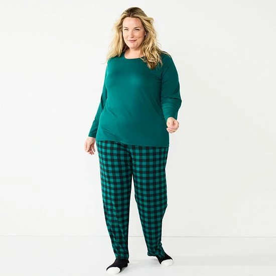 Plus Size Croft & Barrow® Long Sleeve Pajama Top & Pajama Pants Set Navy Dot - Image 18