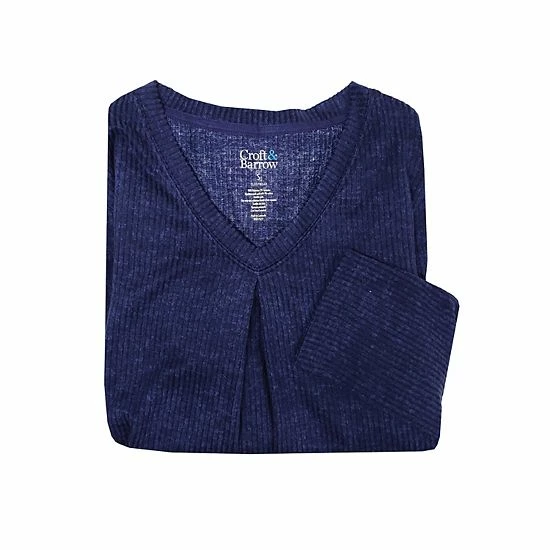 Women's Croft & Barrow® Whisperluxe Long Sleeve Pajama Top Heather Pink - Image 4