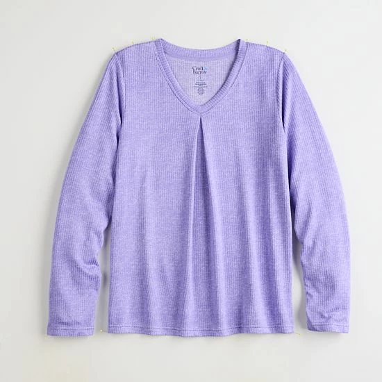 Women's Croft & Barrow® Whisperluxe Long Sleeve Pajama Top Heather Pink - Image 5