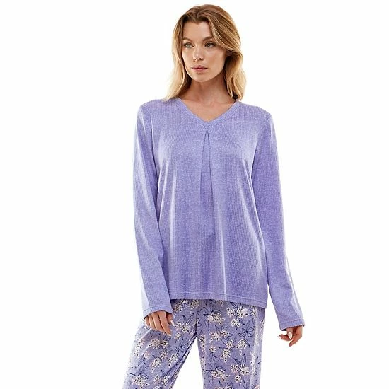 Women's Croft & Barrow® Whisperluxe Long Sleeve Pajama Top Heather Pink - Image 6
