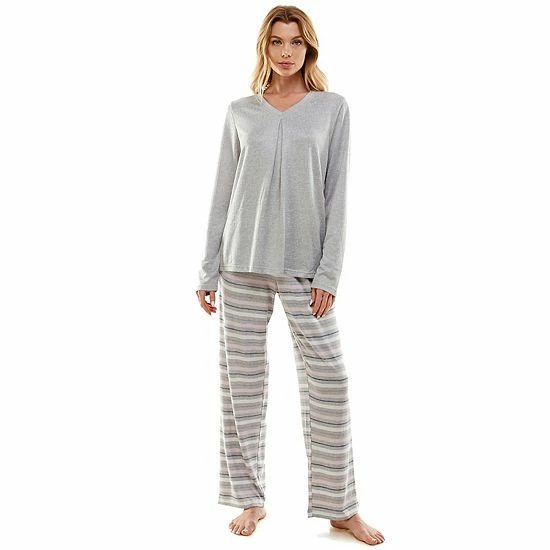 Women's Croft & Barrow® Whisperluxe Long Sleeve Pajama Top Heather Pink - Image 8