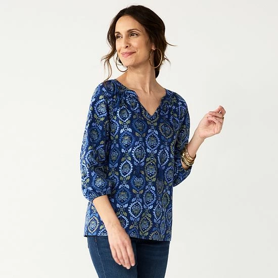 Women's Croft & Barrow® Tassel Peasant Top Slate Blue - Image 7