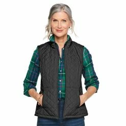 Petite Women's Croft & Barrow® Woven Quilted Vest Red