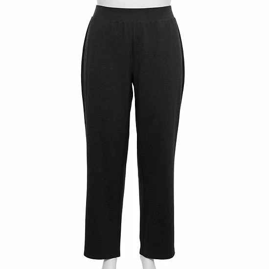 Plus Size Croft & Barrow® Easy Knit Straight-Leg Pants Black Tonal Floral - Image 3