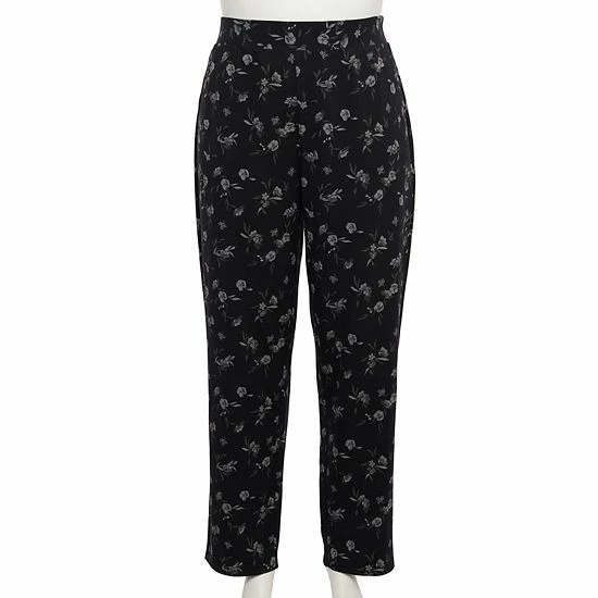 Plus Size Croft & Barrow® Easy Knit Straight-Leg Pants Black Tonal Floral - Image 4