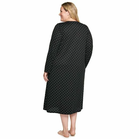 Plus Size Croft & Barrow® Long Sleeve Nightgown Green Floral - Image 2