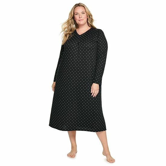 Plus Size Croft & Barrow® Long Sleeve Nightgown Green Floral - Image 7
