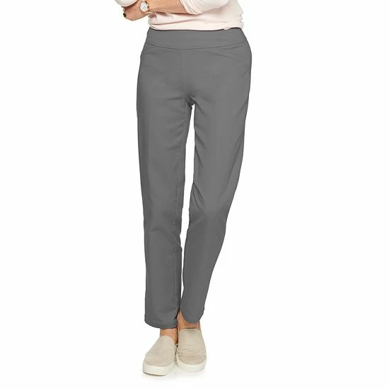 Women's Croft & Barrow® Effortless Stretch Pull-On Straight Pants Black Grey Plaid - Image 14