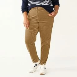 Plus Size Croft & Barrow® Straight-Leg Corduroy Pants Brown