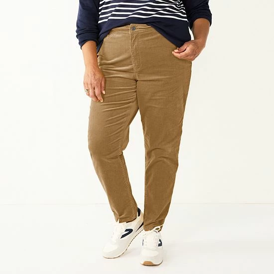 Plus Size Croft & Barrow® Straight-Leg Corduroy Pants Brown