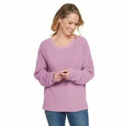 Women's Croft & Barrow® Shaker Stitch Pullover Sweater Pink Heather