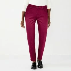 Women's Croft & Barrow® Sateen Straight Leg Jeans Plum