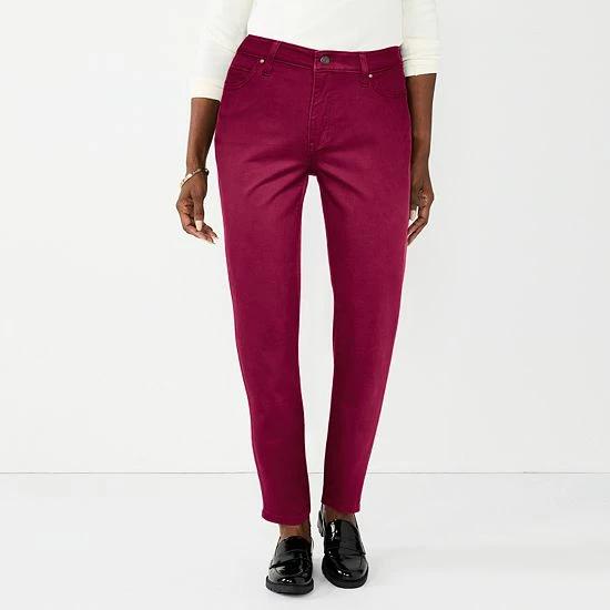 Women's Croft & Barrow® Sateen Straight Leg Jeans Plum - Image 5