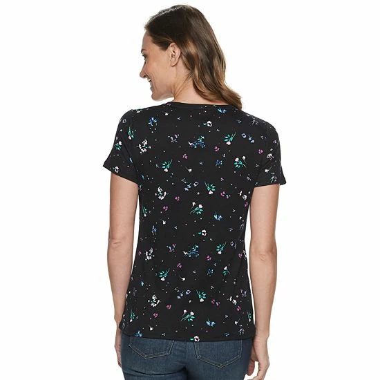 Women's Croft & Barrow® Essential V-Neck Tee Light Blue Pineapple - Image 2