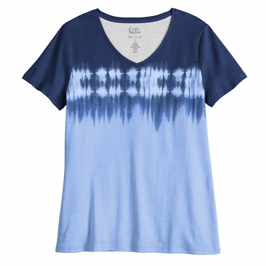 Women's Croft & Barrow® Essential V-Neck Tee Light Blue Pineapple - Image 3