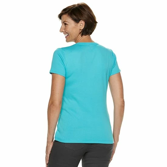 Women's Croft & Barrow® Essential V-Neck Tee Light Blue Pineapple - Image 6