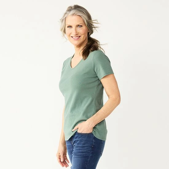 Women's Croft & Barrow® Essential V-Neck Tee Light Blue Pineapple - Image 7