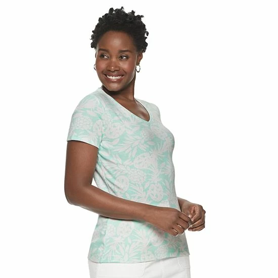 Women's Croft & Barrow® Essential V-Neck Tee Light Blue Pineapple - Image 11
