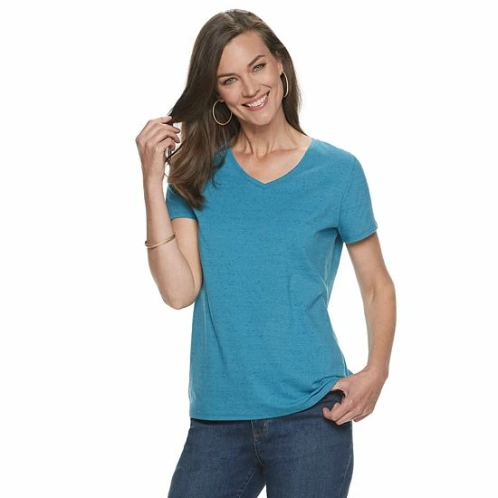 Women's Croft & Barrow® Essential V-Neck Tee Light Blue Pineapple - Image 13