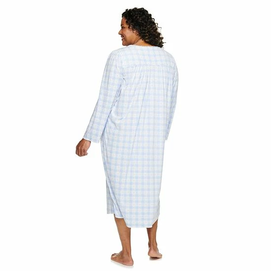 Plus Size Croft & Barrow® Long Sleeve Velour Nightgown Red - Image 2