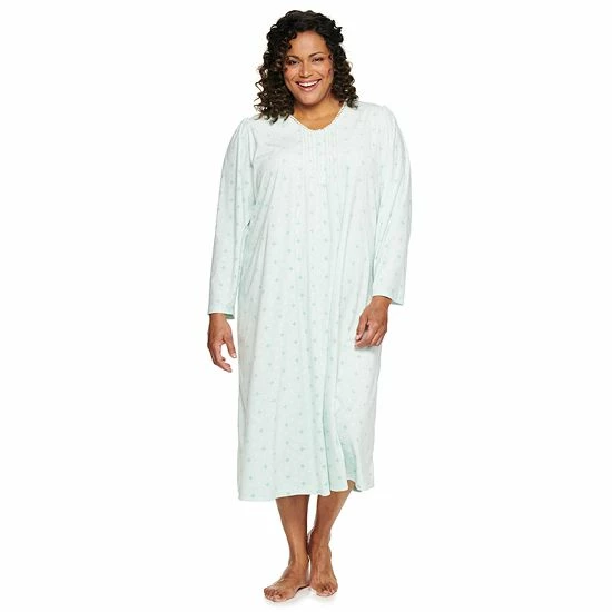 Plus Size Croft & Barrow® Long Sleeve Velour Nightgown Red - Image 5