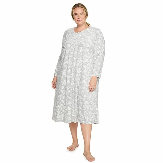 Plus Size Croft & Barrow® Long Sleeve Velour Nightgown Red - Image 7