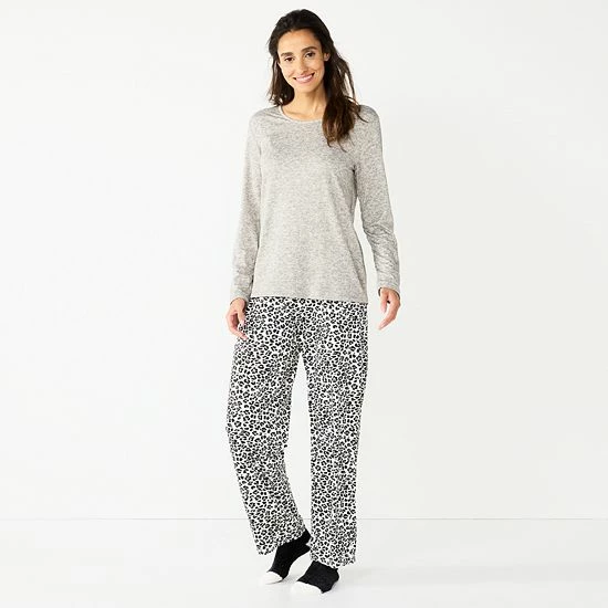 Petite Croft & Barrow® Long Sleeve Pajama Top & Pajama Pants Sleep Set Purple Scottie Dog - Image 3