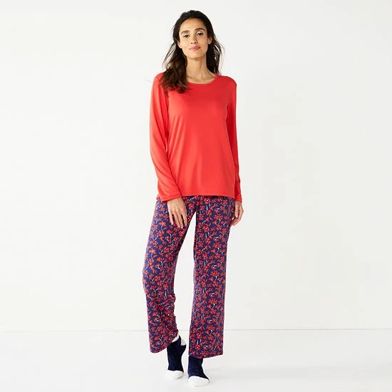 Petite Croft & Barrow® Long Sleeve Pajama Top & Pajama Pants Sleep Set Purple Scottie Dog - Image 4