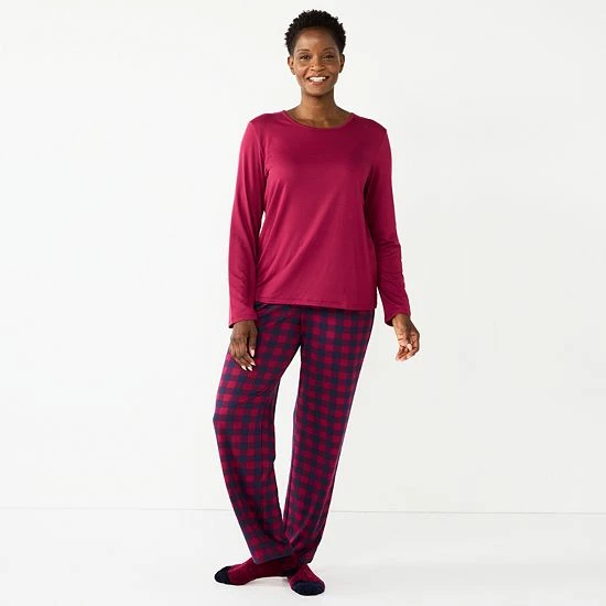 Petite Croft & Barrow® Long Sleeve Pajama Top & Pajama Pants Sleep Set Purple Scottie Dog - Image 5