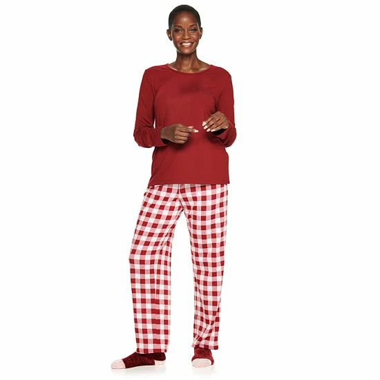 Petite Croft & Barrow® Long Sleeve Pajama Top & Pajama Pants Sleep Set Purple Scottie Dog - Image 11