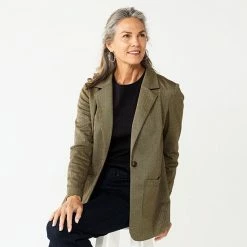 Petite Croft & Barrow® Comfort Stretch Blazer Navy