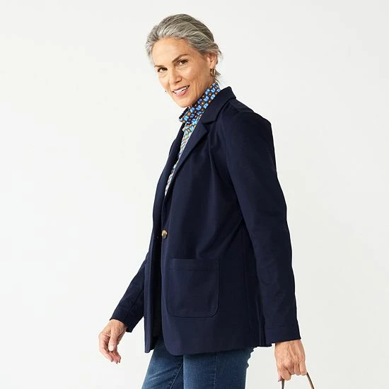 Petite Croft & Barrow® Comfort Stretch Blazer Navy - Image 3