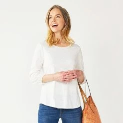 Women's Croft & Barrow® Eyelet Tee White -Croft & BarrowSales unnamed file 1455