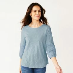 Women's Croft & Barrow® Eyelet Tee White -Croft & BarrowSales unnamed file 1456