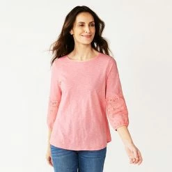 Women's Croft & Barrow® Eyelet Tee White -Croft & BarrowSales unnamed file 1457