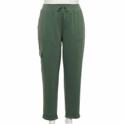 Plus Size Croft & Barrow® Easy Knit Utility Pants Olive