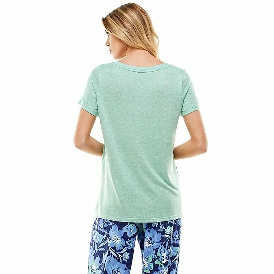 Women's Croft & Barrow® Whisperluxe Pajama Tee With Pocket Blue Heather - Image 2